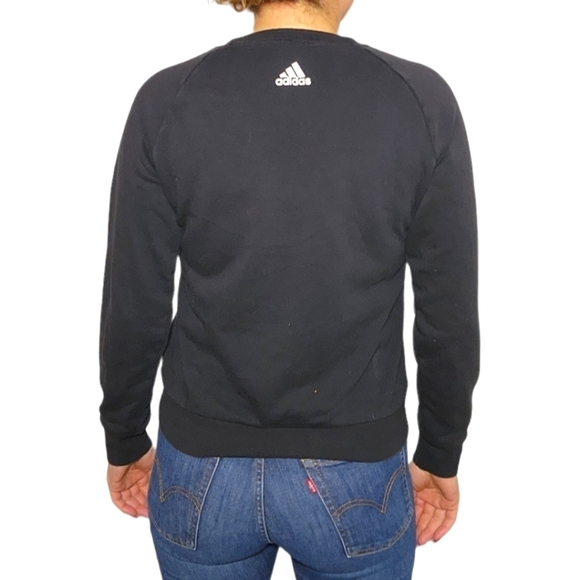 Adidas Size Medium Black Long Sleeve Sweater Crew Neck - Picture 2 of 5